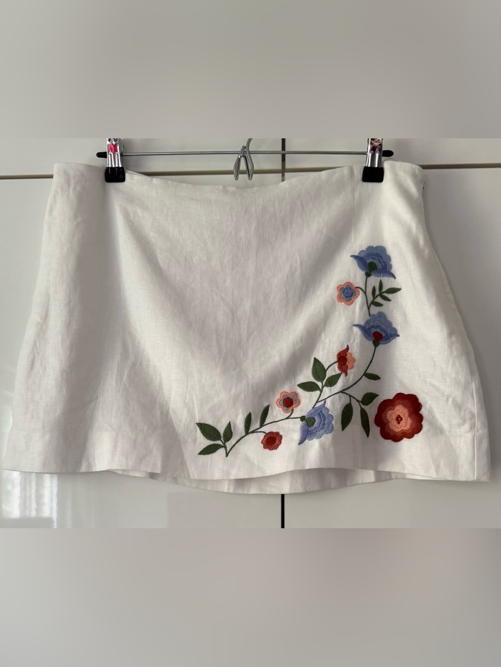 NWT Size 10 - Reformation 100% Linen floral embroidery Mini Skirt - Picture 11 of 15